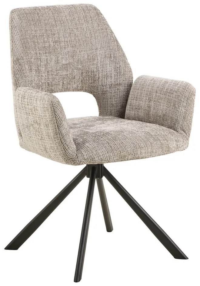 Svetlosivé čalúnené jedálenské kreslo s podrúčkami Graham – Actona