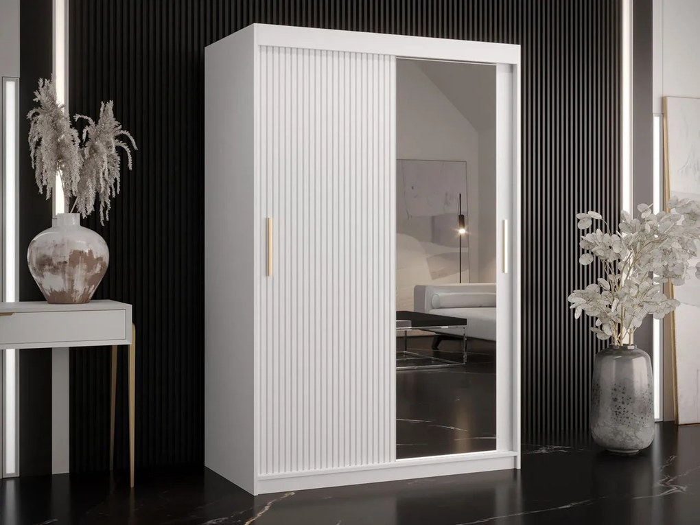 Šatníková skriňa so zrkadlom Towiro Slim 2 120, Farby: čierna