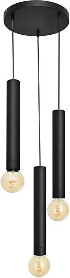 Luster na lanku TUBA 3xE27/15W/230V čierna