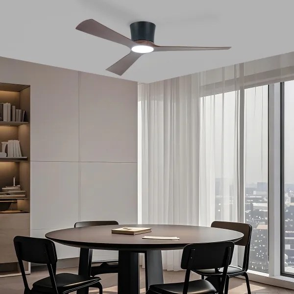 ZEVENTI - LED stropný ventilátor AUREX LED/24W/230V Wi-Fi Tuya čierna/orech + diaľkový ovládač