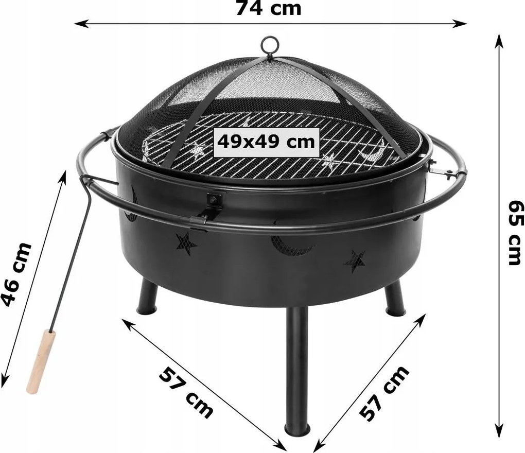 Bestent Záhradný gril s ohniskom a poklopom Extra Large