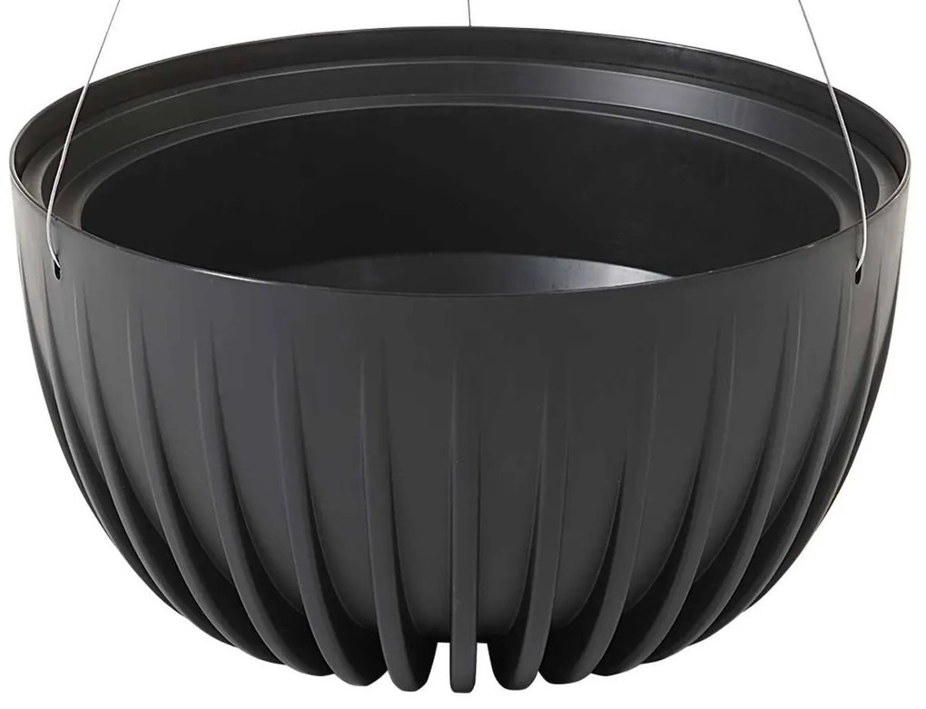 ZÁVESNÝ PLASTOVÝ KVETINÁČ STRIPPED ECO 16X30 CM ČIERNA