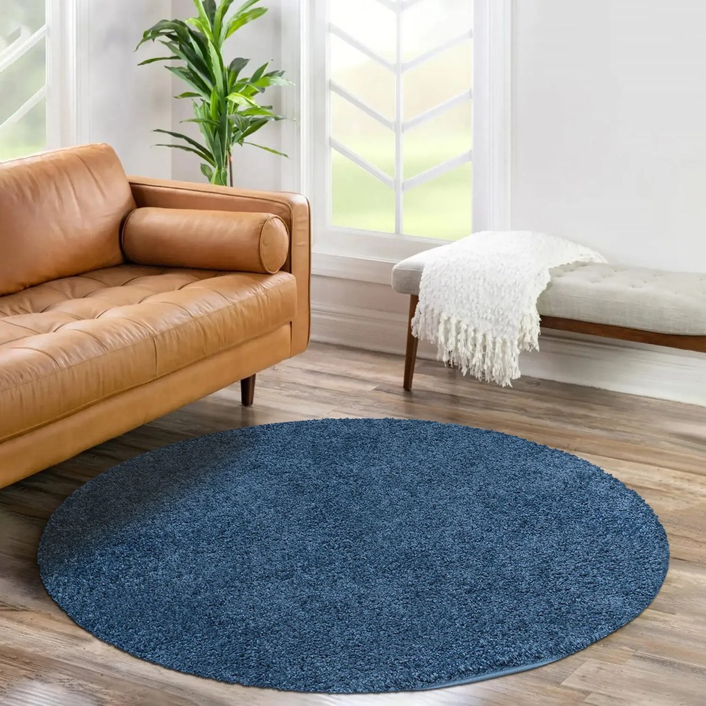 Dekorstudio Shaggy okrúhly koberec CITY 500 modrý Priemer koberca: 120cm