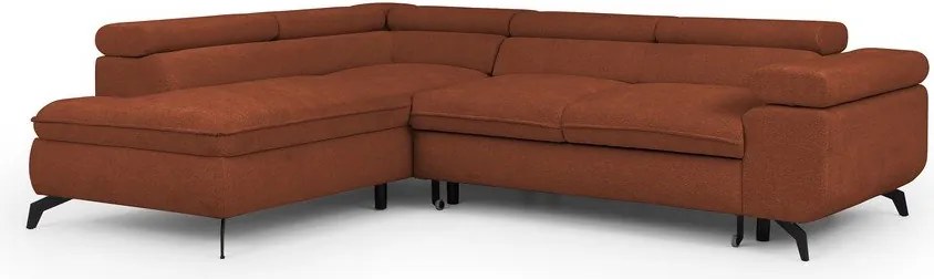 Ženilková rohová pohovka v terakotovej farbe (ľavý roh/do L) Marbeya – Ropez