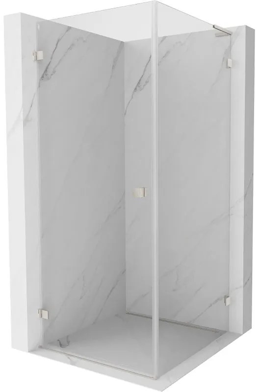 Mexen Lunar-B L, 1-krídlový sprchový kút, ľavý, 100 x 100 cm, 8mm číre sklo, brúsená oceľ profil, 832L-100-100-97-00-L