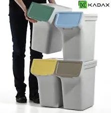 Odpadkové koše / Koše na špinavú bielizeň sada 4x25l, STACKBOX - bielo-sivá