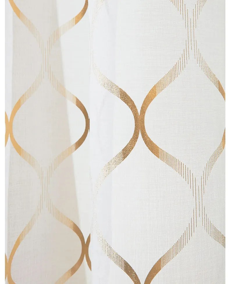 Room99 Záclona na páske Carrie Biela Vzorovaná Farba: Biela/Strieborná, Veľkosť: 140 x 250 cm
