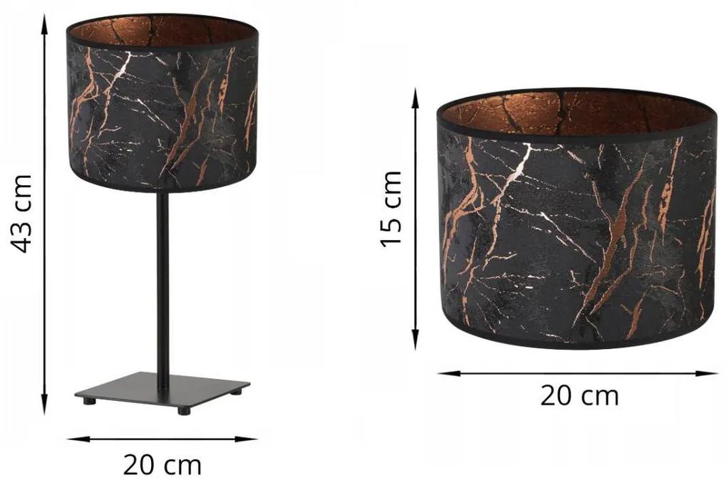 Stolná lampa Werona 3, 1x čierne textilné tienidlo so vzorom, (výber zo 4 farieb konštrukcie), c