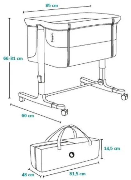 Lionelo - Detská postieľka 3v1 AURORA tmavosivá