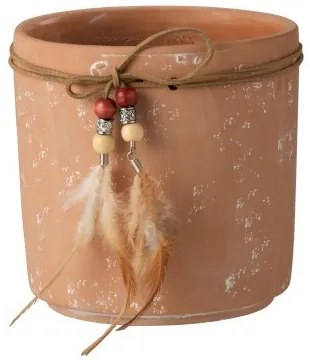 FLOWERPOT FEATHERS TERRACOTTA LARGE - 13,5*13,5*13,5 cm