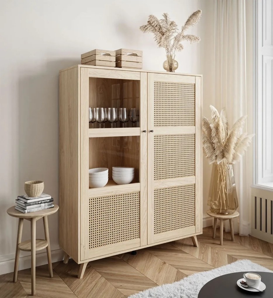 VITRÍNA THEO S VIEDENSKÝM VÝPLETOM DUB PUCCINI 120 cm