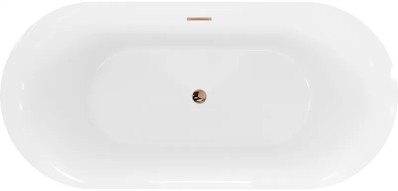 Mexen Roxy, voľne stojaca vaňa 170 x 80 cm, biela-čierna, ružové zlato prepad, 51201708075-60