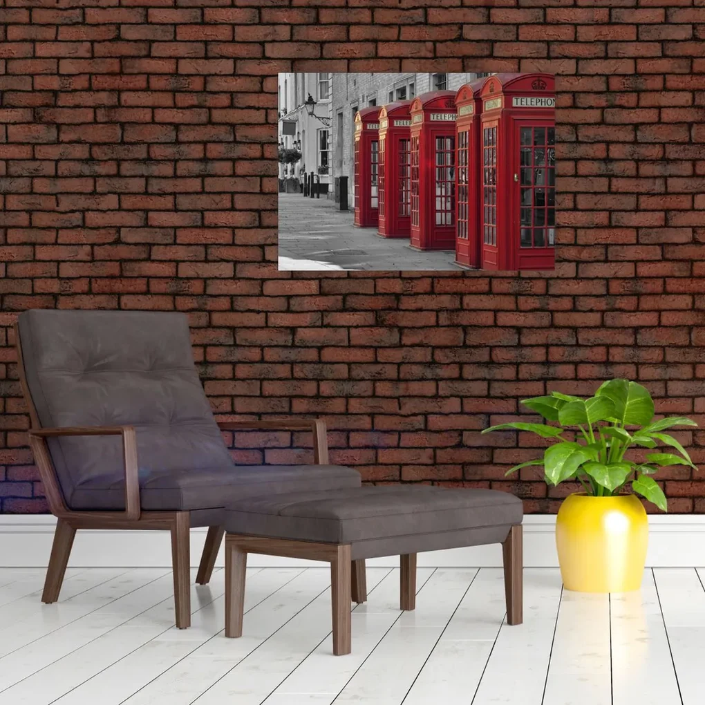 Sklenený obraz - Londýnske telefónne búdky (70x50 cm)