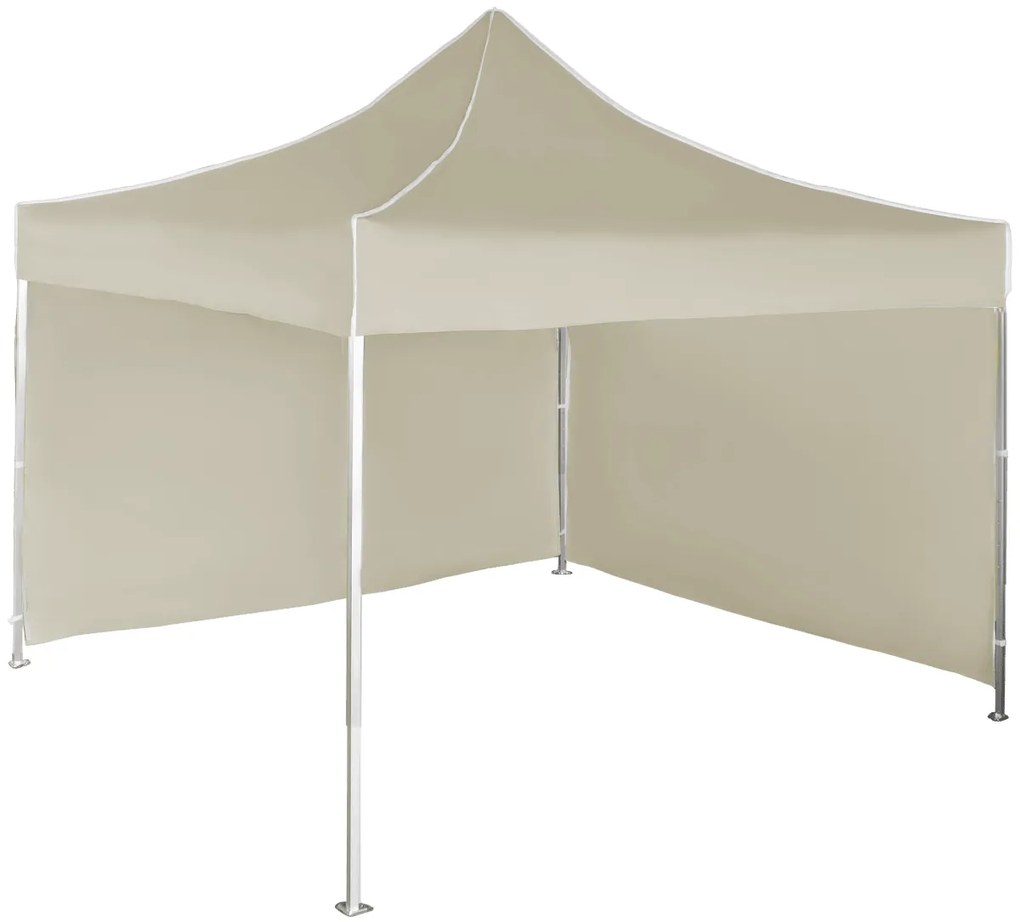 Rýchlorozkladací nožnicový stan 3x3m – hliníkový, 2 bočné plachty, Béžová