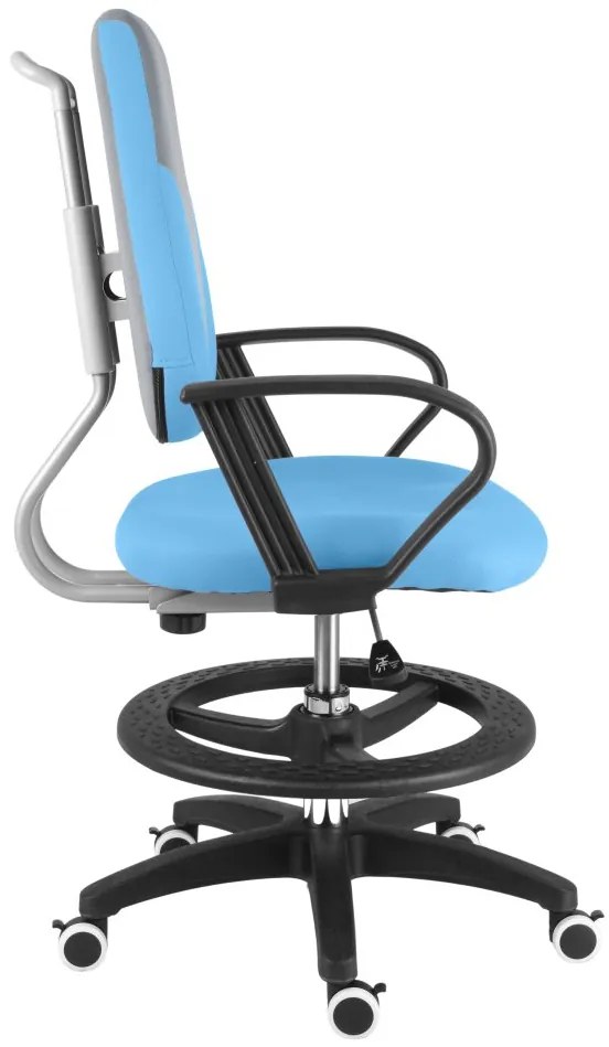 Detská rastúca stolička Neoseat KINDER — látka, siva / svetlo modrá