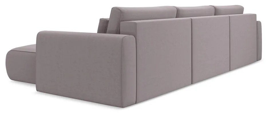 Zamatová rozkladacia/s úložným priestorom rohová pohovka v levanduľovej farbe (do tvaru "U") Kapua – Makamii