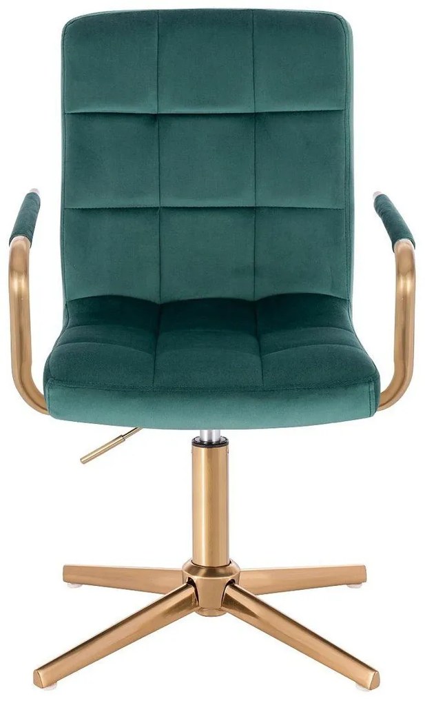 LuxuryForm DESIGN Stolička VERONA GOLD VELUR na zlatom kríži - zelená