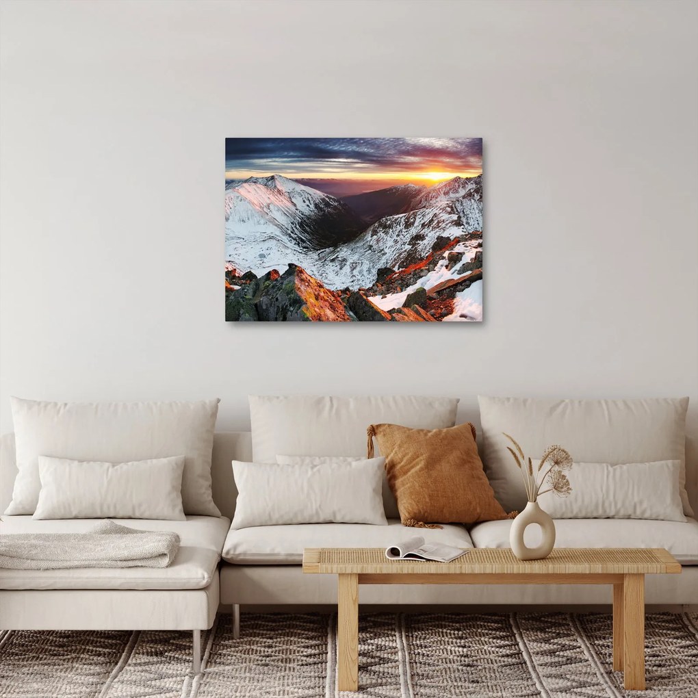Obraz - Zimná horská panoráma (70x50 cm)