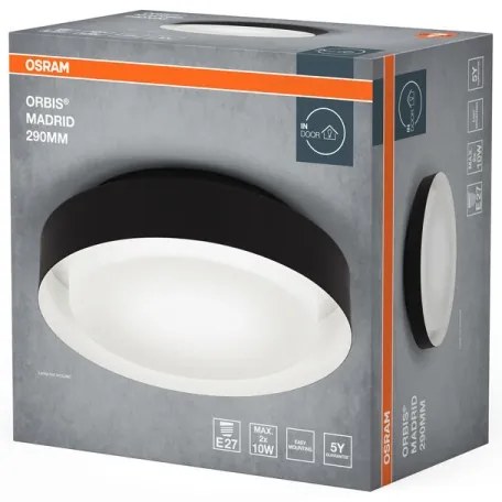 Osram - Stropné svietidlo ORBIS MADRID 2xE27/10W/230V, priemer 29 cm, čierna