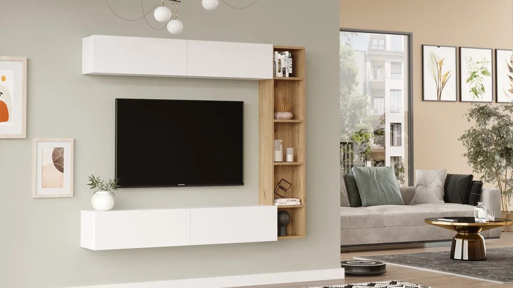TV stena Houseland Cohen Oak Castello/biela