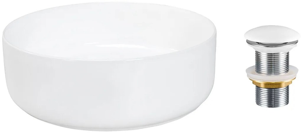 Súprava keramického umývadla na dosku a výpuste MAJA biela