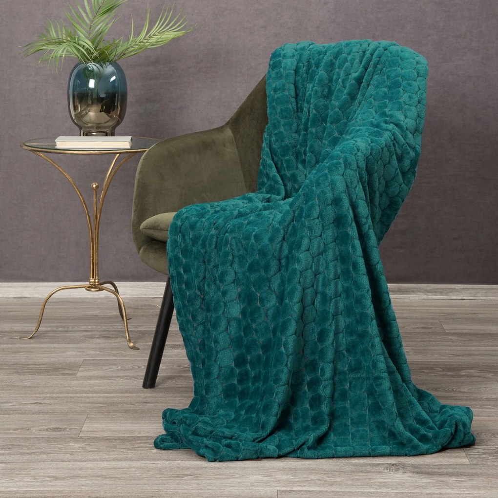 FLANELOVÁ DEKA ZOE1 150X200 CM TMAVOTYRKYSOVÁ