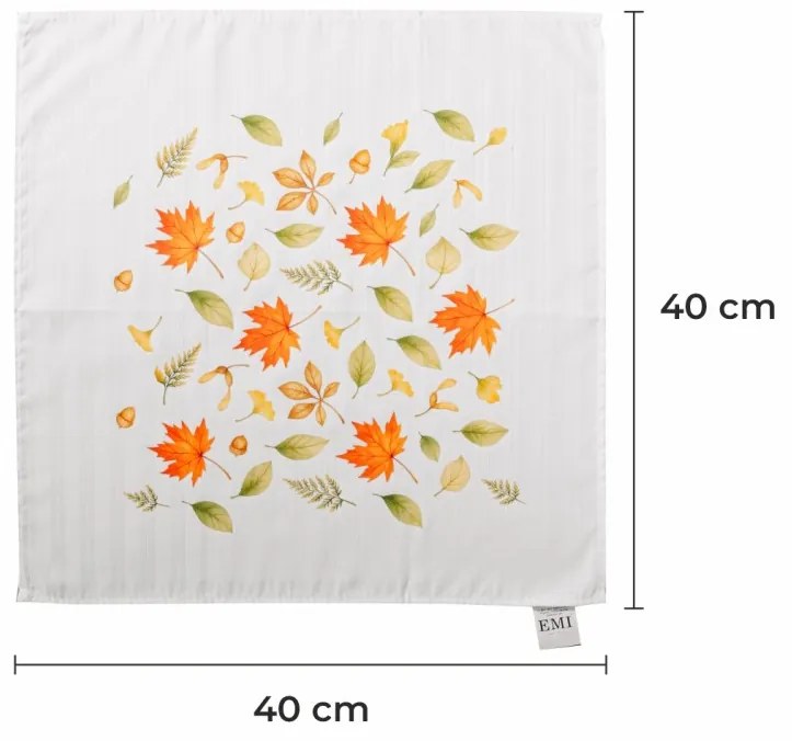 Obrus damaškový Jeseň biely 40x40 cm EMI
