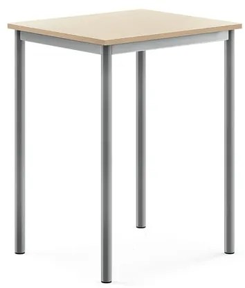 Stôl SONITUS, 700x600x900 mm, HPL - breza, strieborná