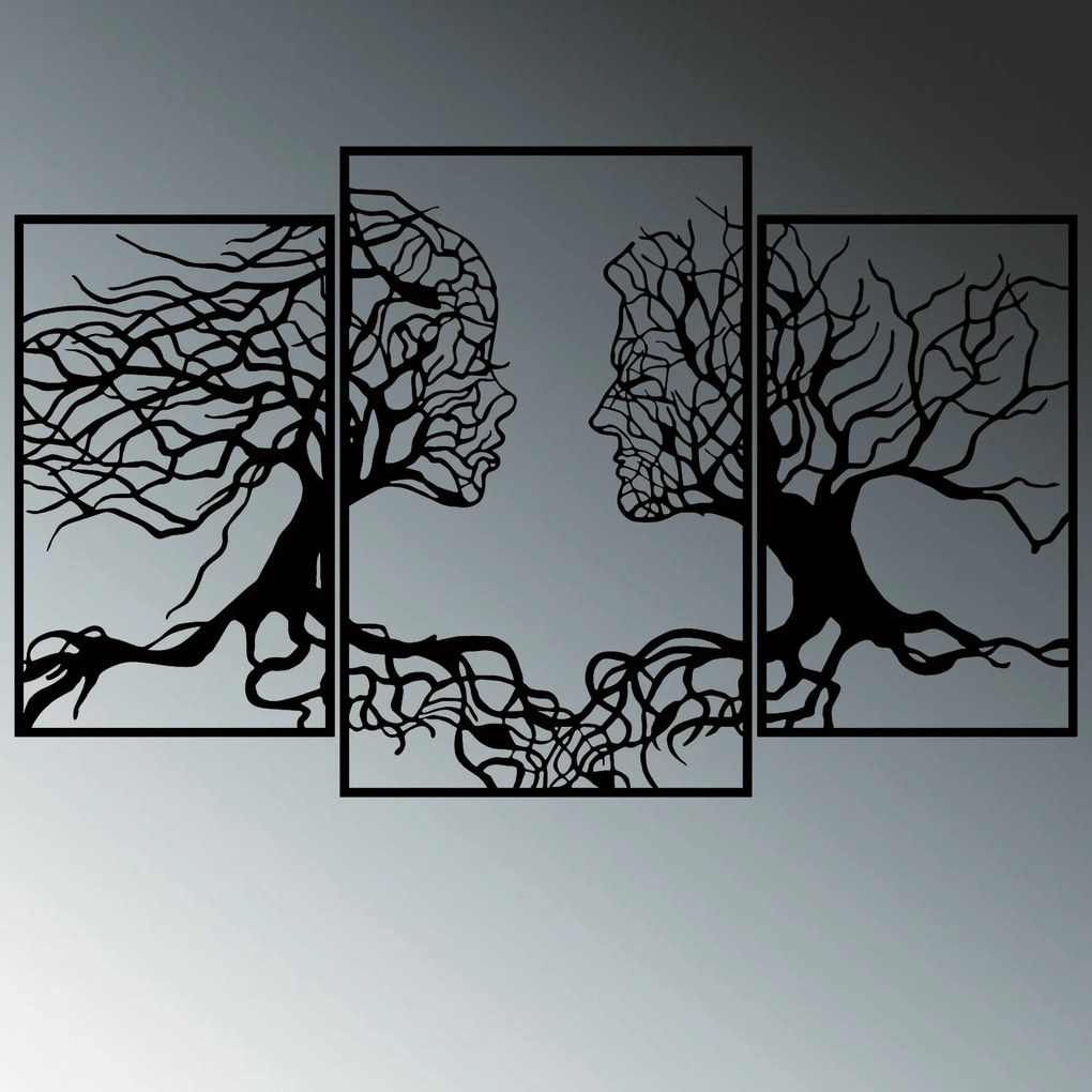 Nástěnná kovová světelná dekorace Tree Person černá