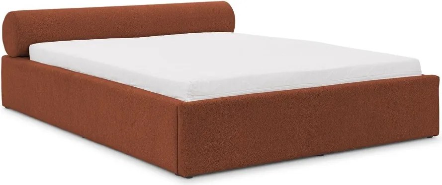 Čalúnená dvojlôžková posteľ s úložným priestorom s roštom 180x200 cm v terakotovej farbe Cille – Ropez