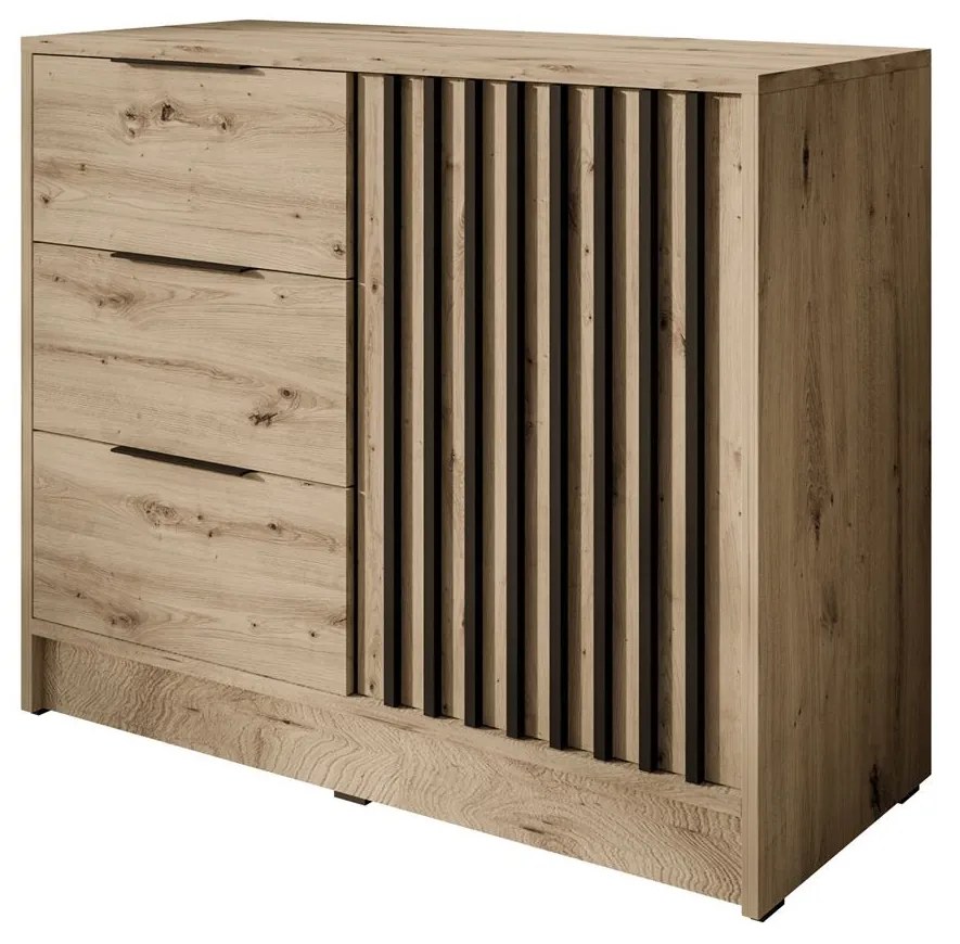 Dizajnová komoda JONA 105 cm remeselný dub + čierna