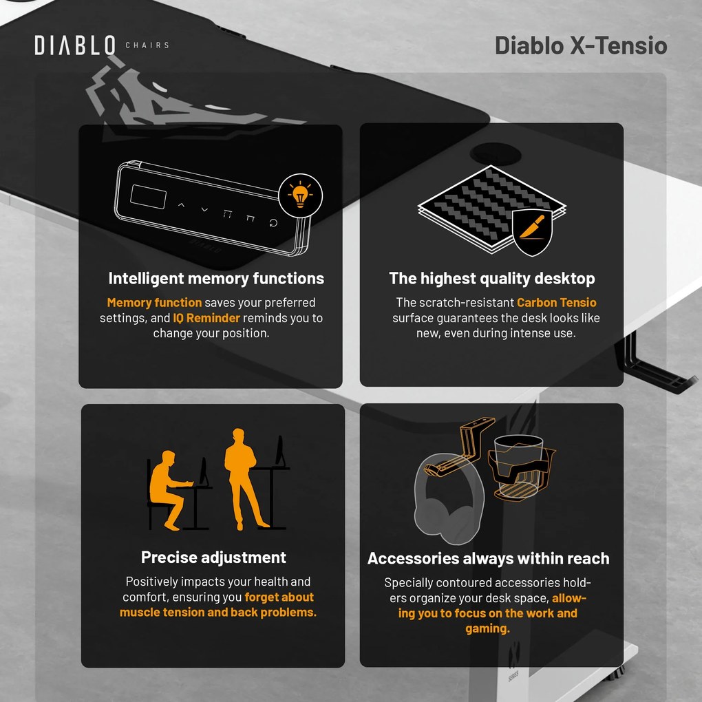 Výškovo Nastaviteľný Stôl Diablo X-Tensio 1600 Biely