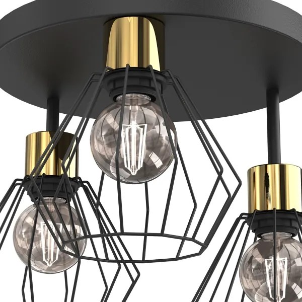 Stropné svietidlo PARKLA 3xE27/15W/230V čierna/zlatá
