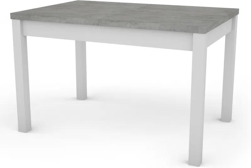 Jedálenský stôl Adam 120x80 cm, biely/betón, rozkladacia