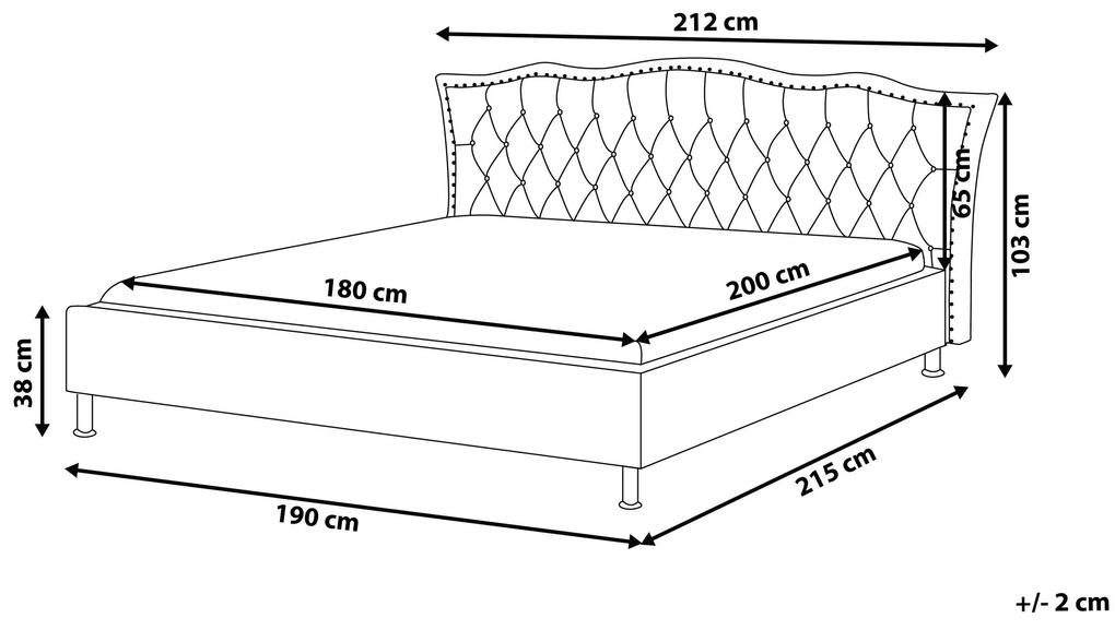 Čalúnená posteľ super king size 180x200cm sivá METZ Beliani