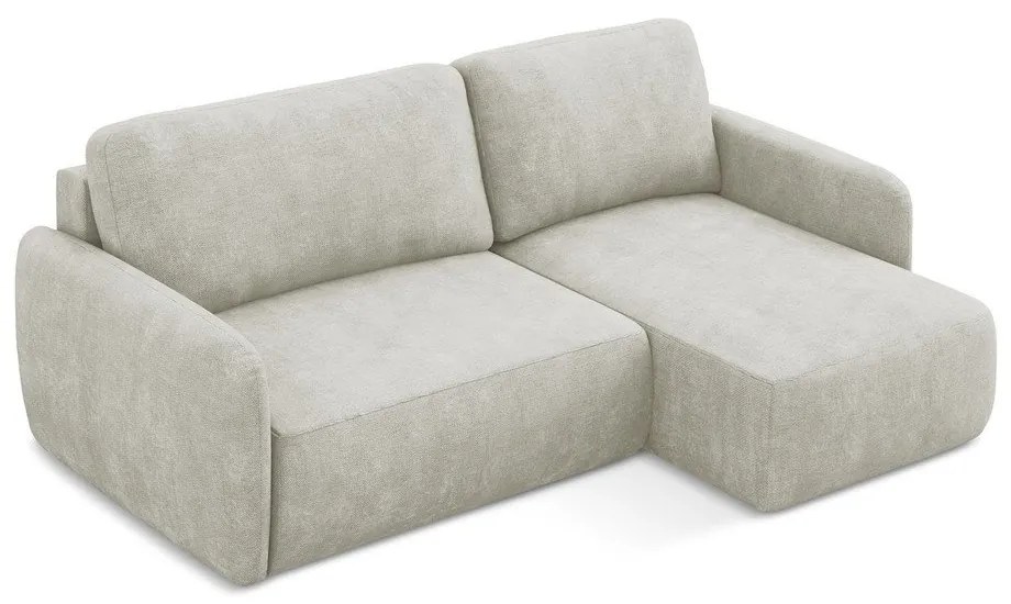 Krémová ženilková rozkladacia/s úložným priestorom rohová pohovka (pravý roh/s leňoškou) Lilo – Makamii