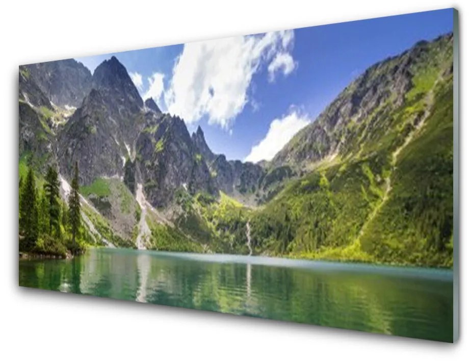 Skleneny obraz Hora jazero príroda 140x70cm
