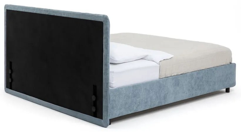 Modrá čalúnená dvojlôžková posteľ s úložným priestorom s matracom/s roštom 160x200 cm Myra Slim Line – Bonami Selection