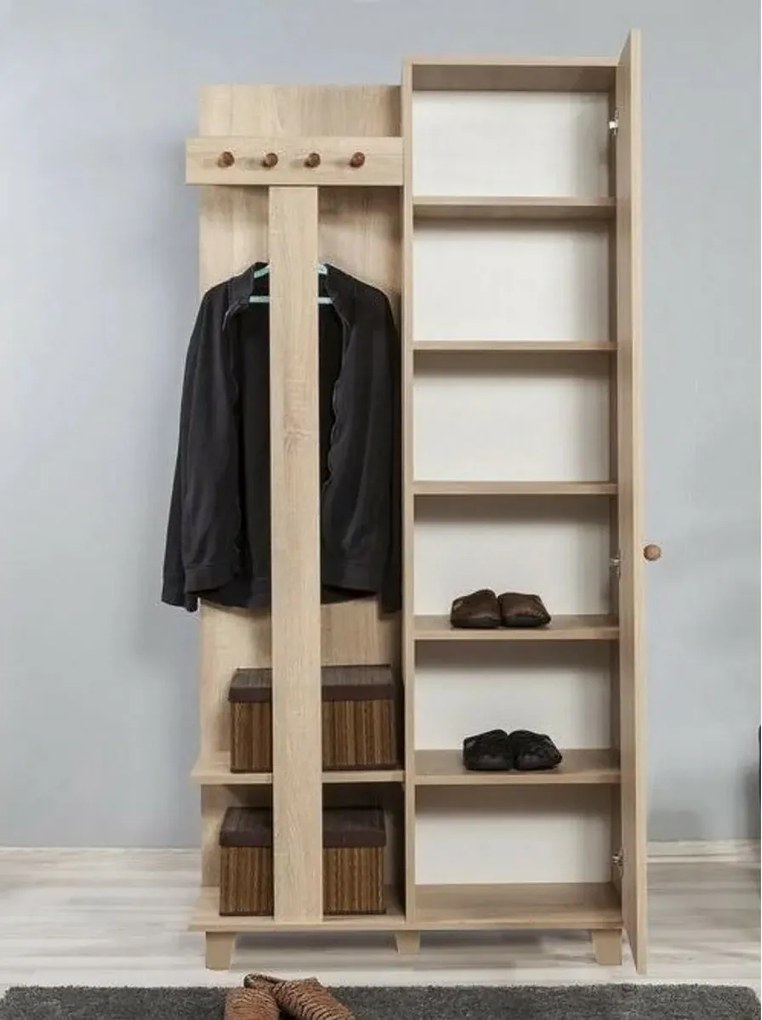 Vešiak so skriňou Garmanto Tree Sonoma Oak