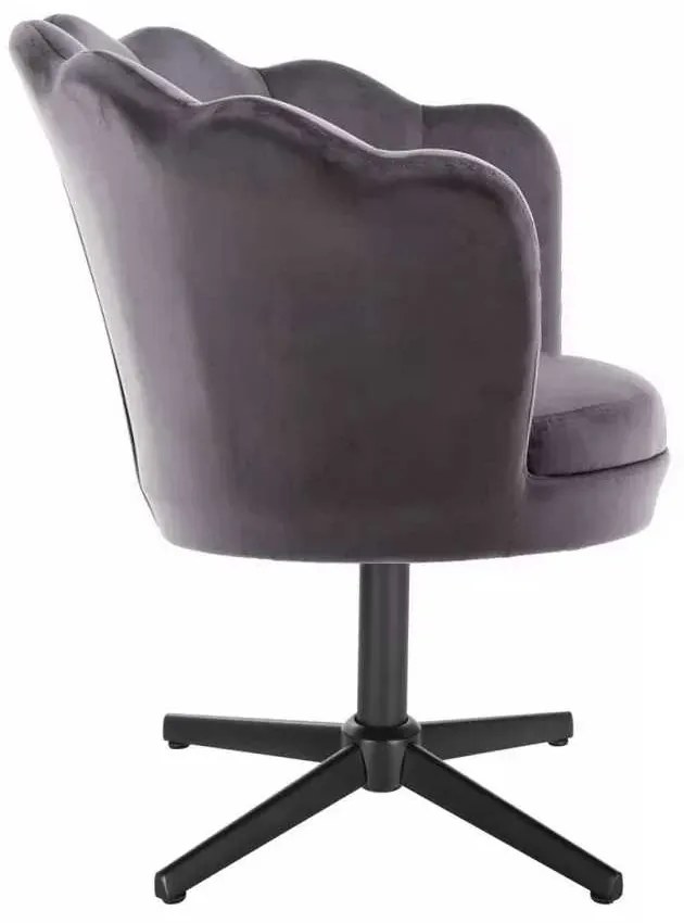 LuxuryForm DESIGN Kreslo FREY VELUR na čiernom kríži - tmavo šedé