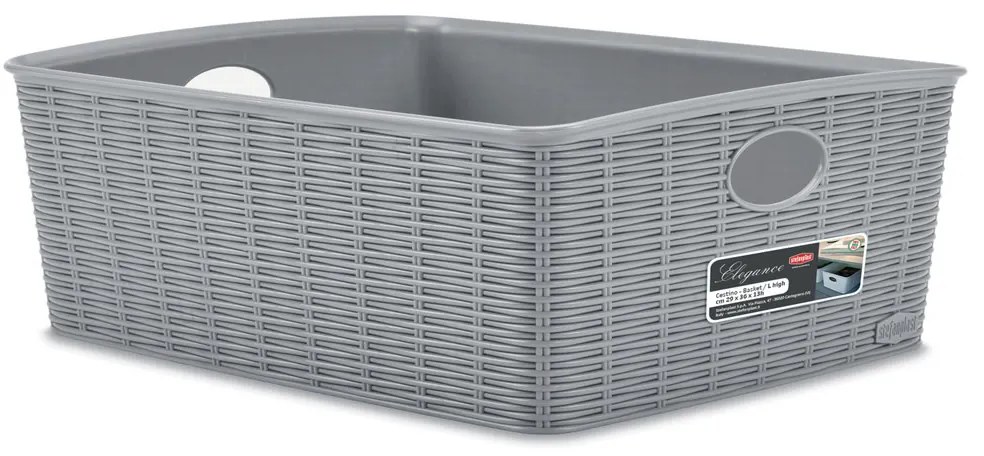 STEFANPLAST Úložný kôš Elegance L High, sivý