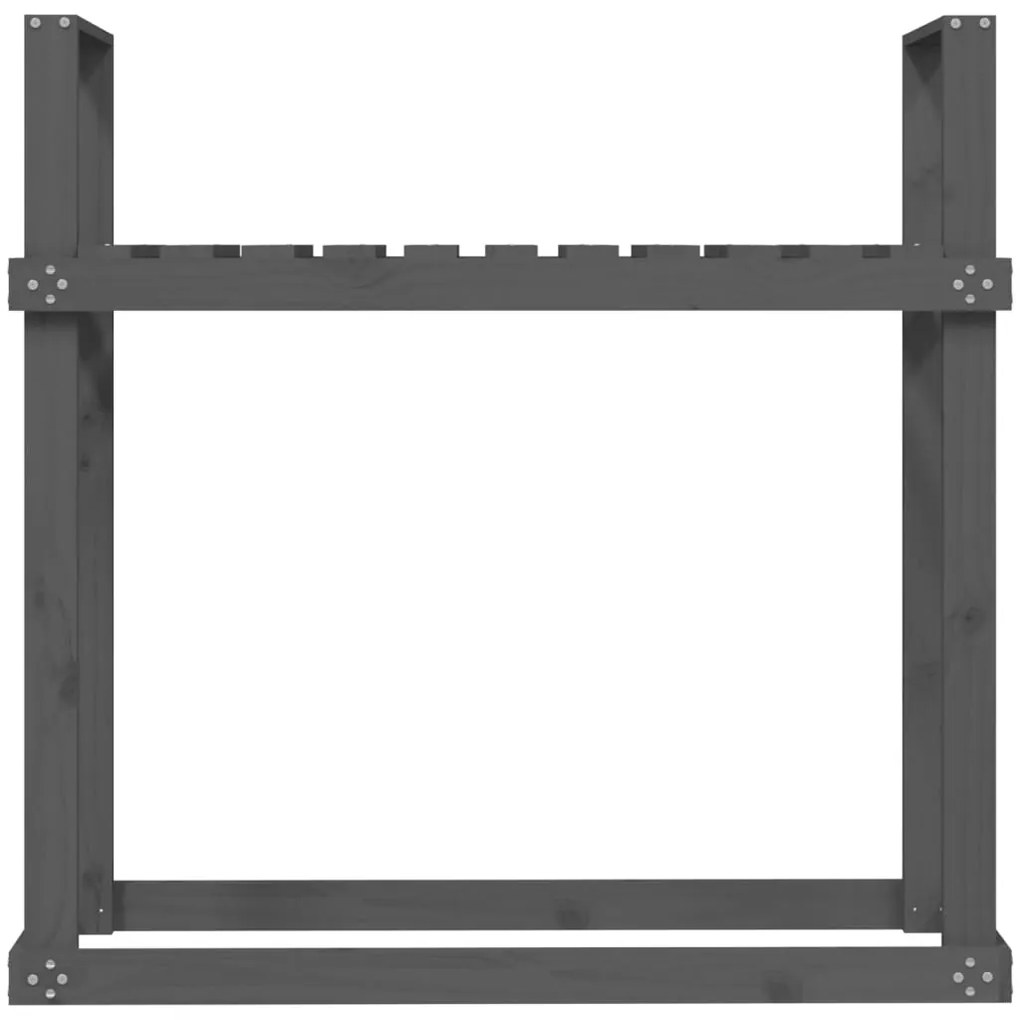 Stojan na palivové drevo sivý 110x35x108,5 cm masívna borovica