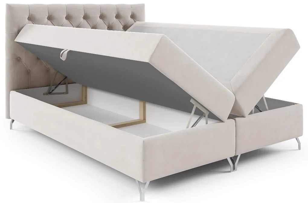 Wilsondo Čalúnená boxspring manželská posteľ s matracom Guliette - béžová Rozmer: 160x200