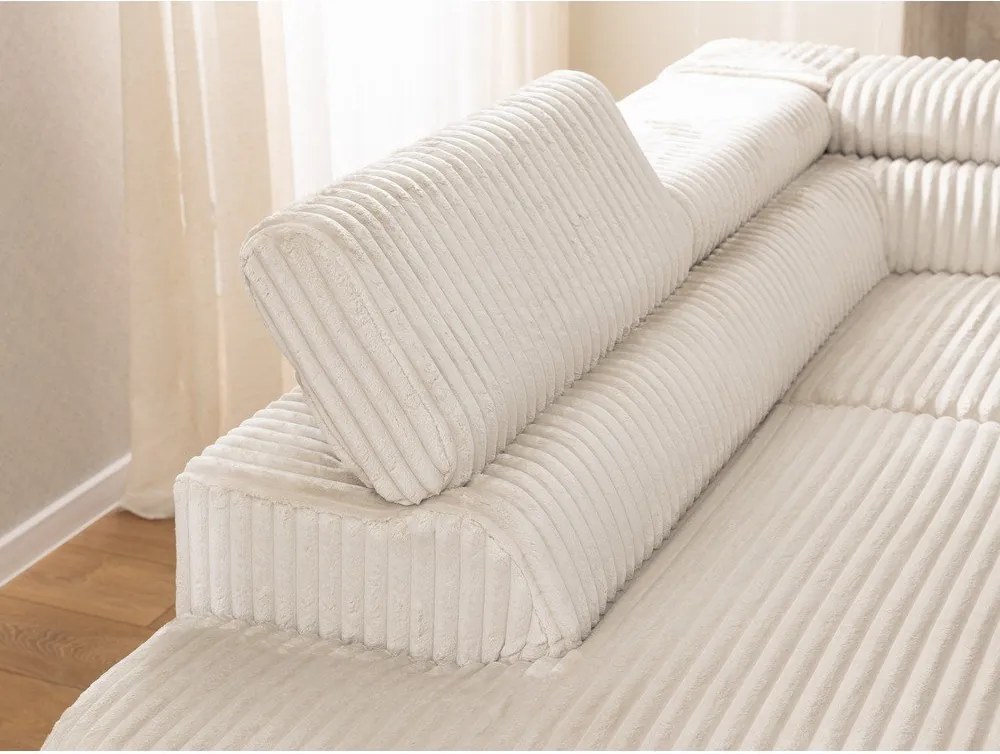 Krémová menčestrová rohová pohovka (ľavý roh/do L) Marbeya – Ropez