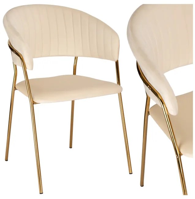 Jedálenská stolička COLIN zamatová, zlatá / béžová
