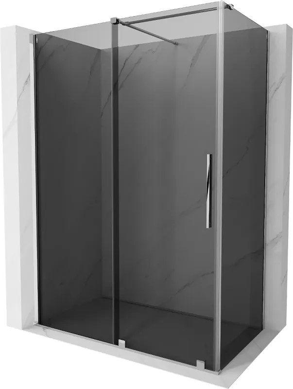 Mexen Velar, sprchový kút s posuvnými dverami 140 x 85 cm, 8mm šedé sklo, chrómová, 871-140-085-41-01