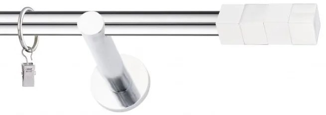 Dekorstudio Chrómová jednoradová garniža biely MAGNUM 19mm Dĺžka: 120cm, Typ uchytenia: Držiak modern, Typ príslušenstva: Bez príslušenstva
