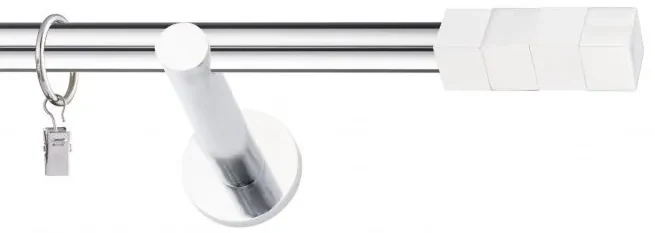 Dekorstudio Chrómová jednoradová garniža biely MAGNUM 19mm Dĺžka: 360cm, Typ uchytenia: Držiak otvorený, Typ príslušenstva: Krúžky tiché so štipcami