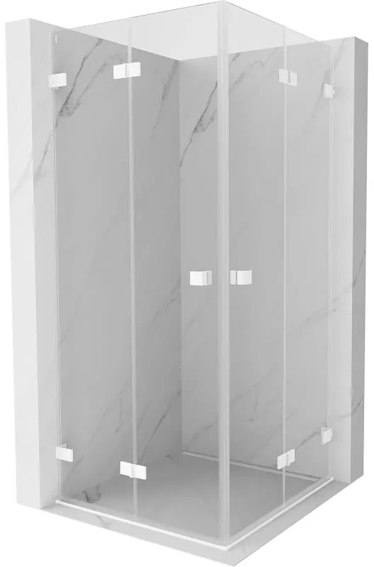 Mexen Lunar-F Duo, skladací sprchový kút 70 x 70 cm, 8mm číre sklo, biely profil, 836-070L-070P-20-00