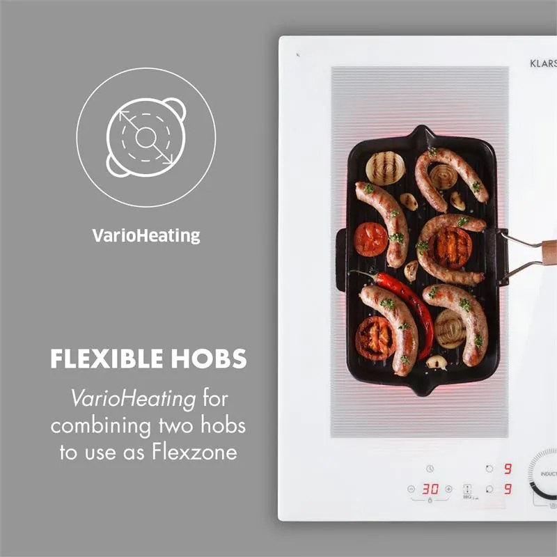 Klarstein Delicatessa 60, vstavaná indukčná varná doska, 7000 W, 4 zóny, sklokeramika, časovač